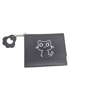 Cute Black‎ Cat Trifold Wallet Coin Purse Card Holder Keychain Gift Kawaii